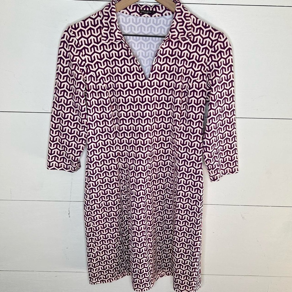 J. Mclaughlin • Cady Chevrelle Collared 3/4 Sleeve Dress 
Size Small